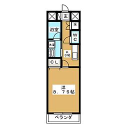 キャッスルヒルズ柳ケ瀬 1Kの間取図画像