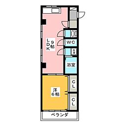 カーサ篠田 1LDKの間取図画像