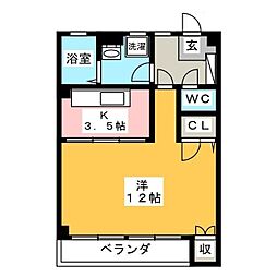 早苗ビル 1Kの間取図画像