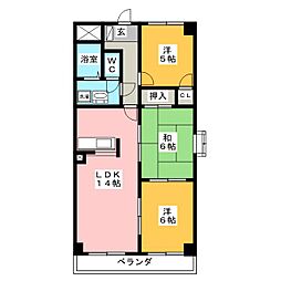 メゾンシャンポール 3LDKの間取図画像
