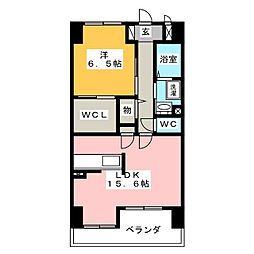 シャンテ岐阜 1LDKの間取図画像