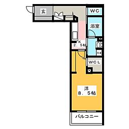 リオリエントアリスティオ 1Kの間取図画像