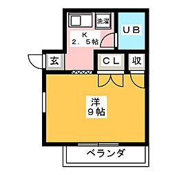 リエス岐阜元町 1Kの間取図画像