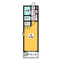 サニーサイド林 1Kの間取図画像