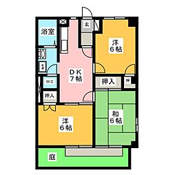 サンパレス江崎2 3DKの間取図画像