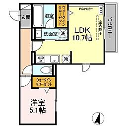 Clair島田 1LDKの間取図画像