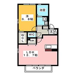 メゾンリード 1LDKの間取図画像