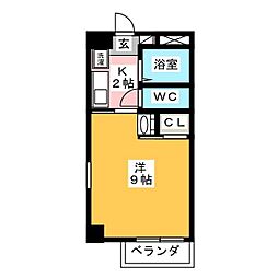 アネックスAZUMI 1Kの間取図画像