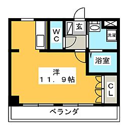 フルハウス夢の森 1Kの間取図画像