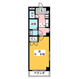 ポレール梅林 1Kの間取図画像
