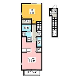 グリーンハウス東中島 1LDKの間取図画像