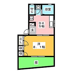 ナミハイツ 1DKの間取図画像