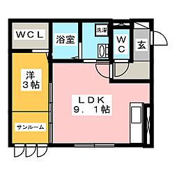 ベルエア岐阜 1LDKの間取図画像