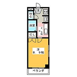 エルハウス 1Kの間取図画像