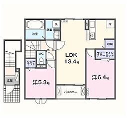 ラ マージュ西岐阜 2LDKの間取図画像