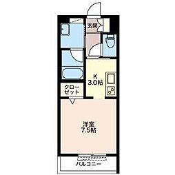 リオエント玉宮 1Kの間取図画像