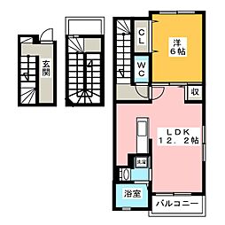 カーサオリーブ 1LDKの間取図画像