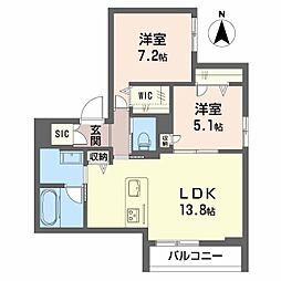 クレスティーク福住 2LDKの間取図画像
