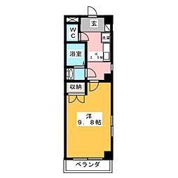 ポレール梅林 1Kの間取図画像