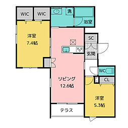 VIVRE KANAZONO 2LDKの間取図画像