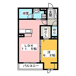リオリエント九重 1LDKの間取図画像