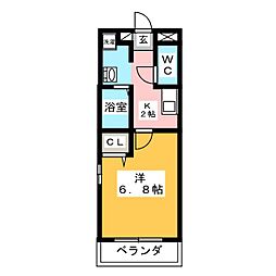 第2メゾン永田ビル 1Kの間取図画像