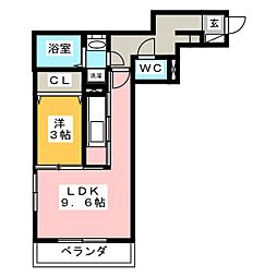 白山ガーデンプレイス 1LDKの間取図画像
