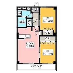 ミラーアイランドG1 2LDKの間取図画像