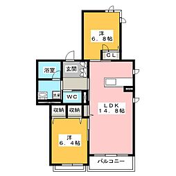リオリエント加納 2LDKの間取図画像