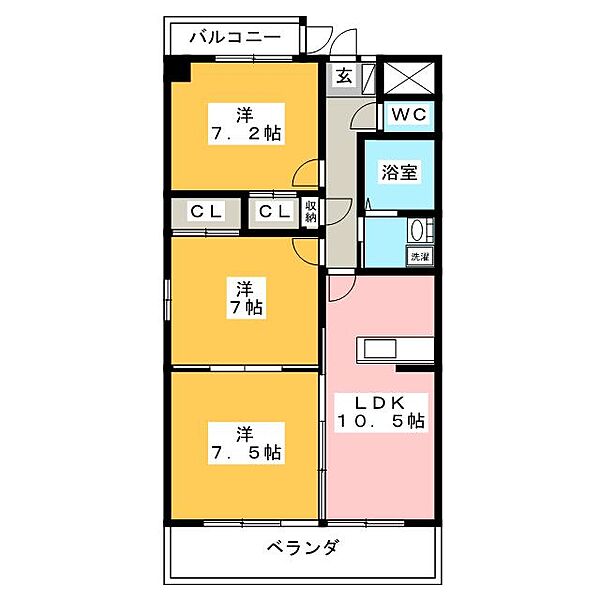 はなみずき ｜岐阜県大垣市上面４丁目(賃貸マンション3LDK・3階・71.50㎡)の写真 その2