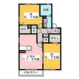 モアエクセレンス 2LDKの間取図画像