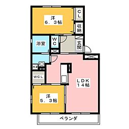 グレインフォレストA 2LDKの間取図画像