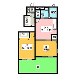 パルレジデンス三番割A 2DKの間取図画像