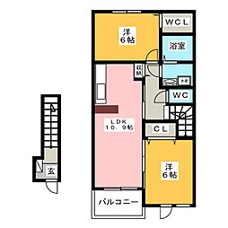 ムーンライト・ガーデン 2LDKの間取図画像