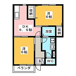 ガーデンヒルズA 2DKの間取図画像