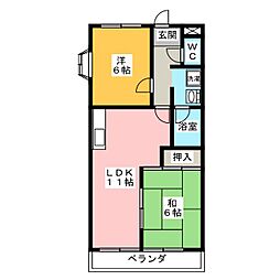 メゾンはなみずきC 2LDKの間取図画像