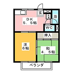 サンハイツ綾野A 2Kの間取図画像