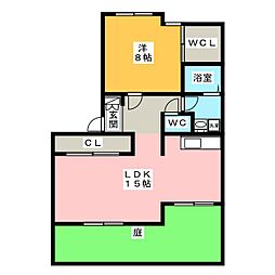 パティオガーデンD 1LDKの間取図画像