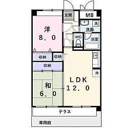 リバーサイドWillow 2LDKの間取図画像