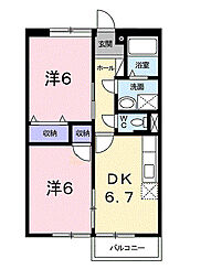 クリーンリーズ二ッ木 2DKの間取図画像