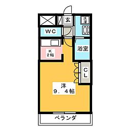 シャトー友喜 1Kの間取図画像