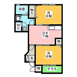 メゾン・アルモニー 2DKの間取図画像