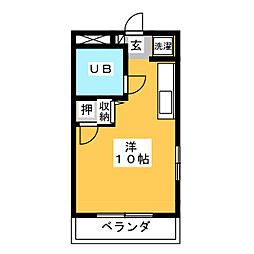コーポM ワンルームの間取図画像