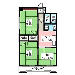 荒川ラインハイツ 3DKの間取図画像