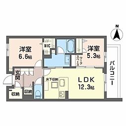 リオリエントスティール 2LDKの間取図画像