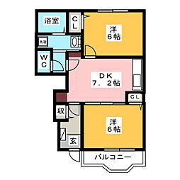アウローラ 2DKの間取図画像
