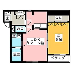 フォルティア 1LDKの間取図画像