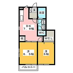 メゾン・ラフレシール 2DKの間取図画像
