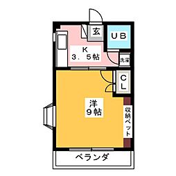 コーポラスシェトア 1Kの間取図画像
