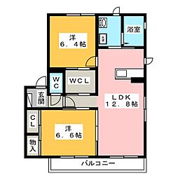 アムール 2LDKの間取図画像